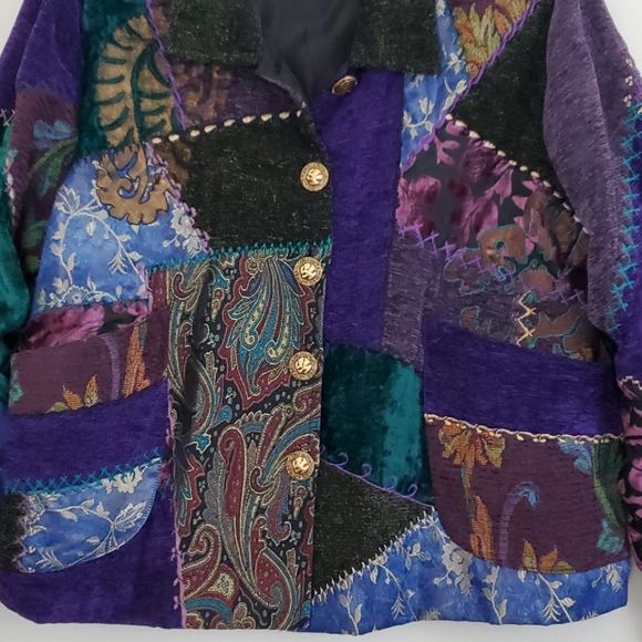 Julia Ku Tapestry Patchwork Embroidered Jacket XL - Picture 3 of 16